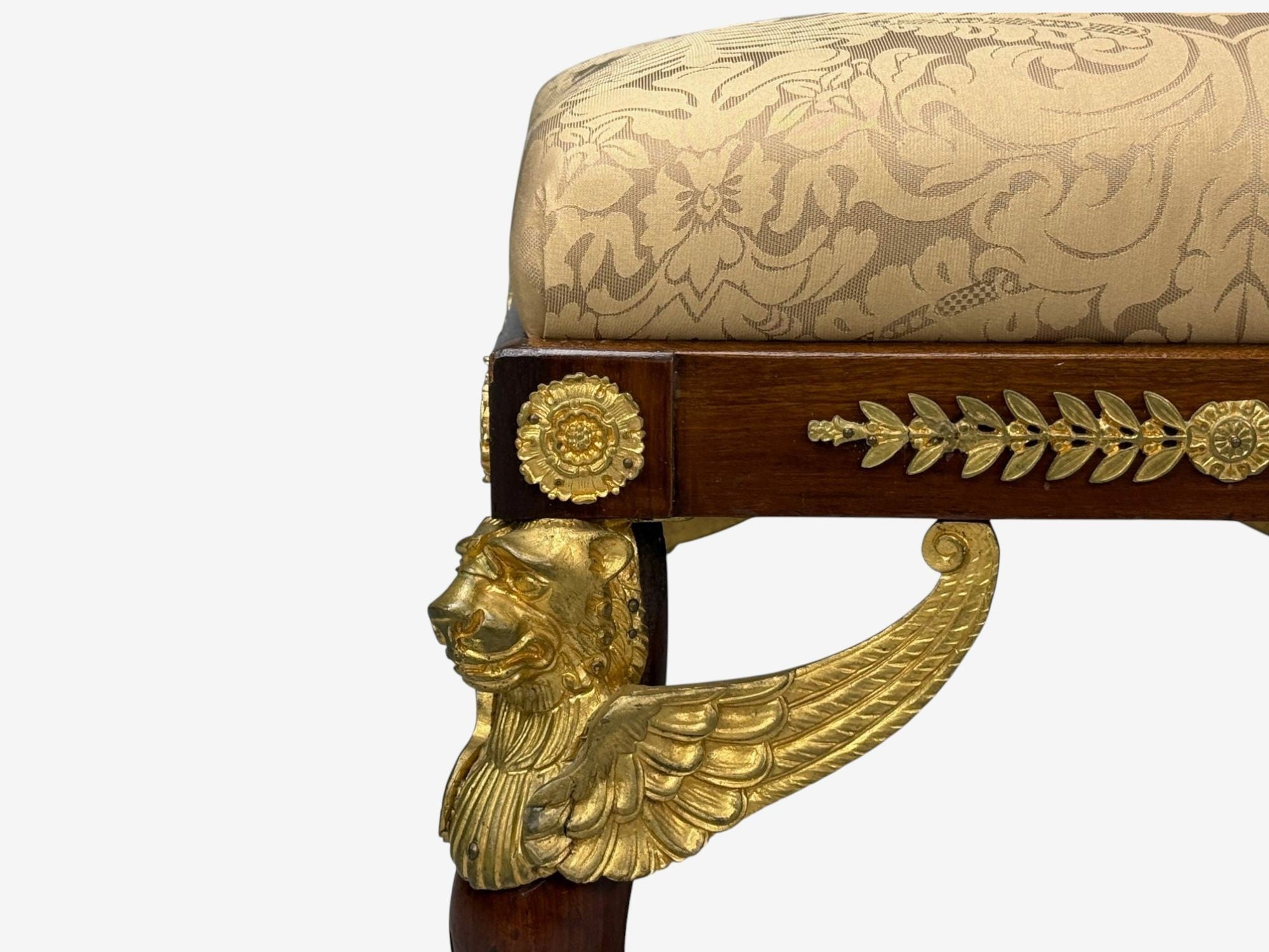 French Empire Revival, Bronze, Mahogany, Fabric, Footstool, France, 19th c.