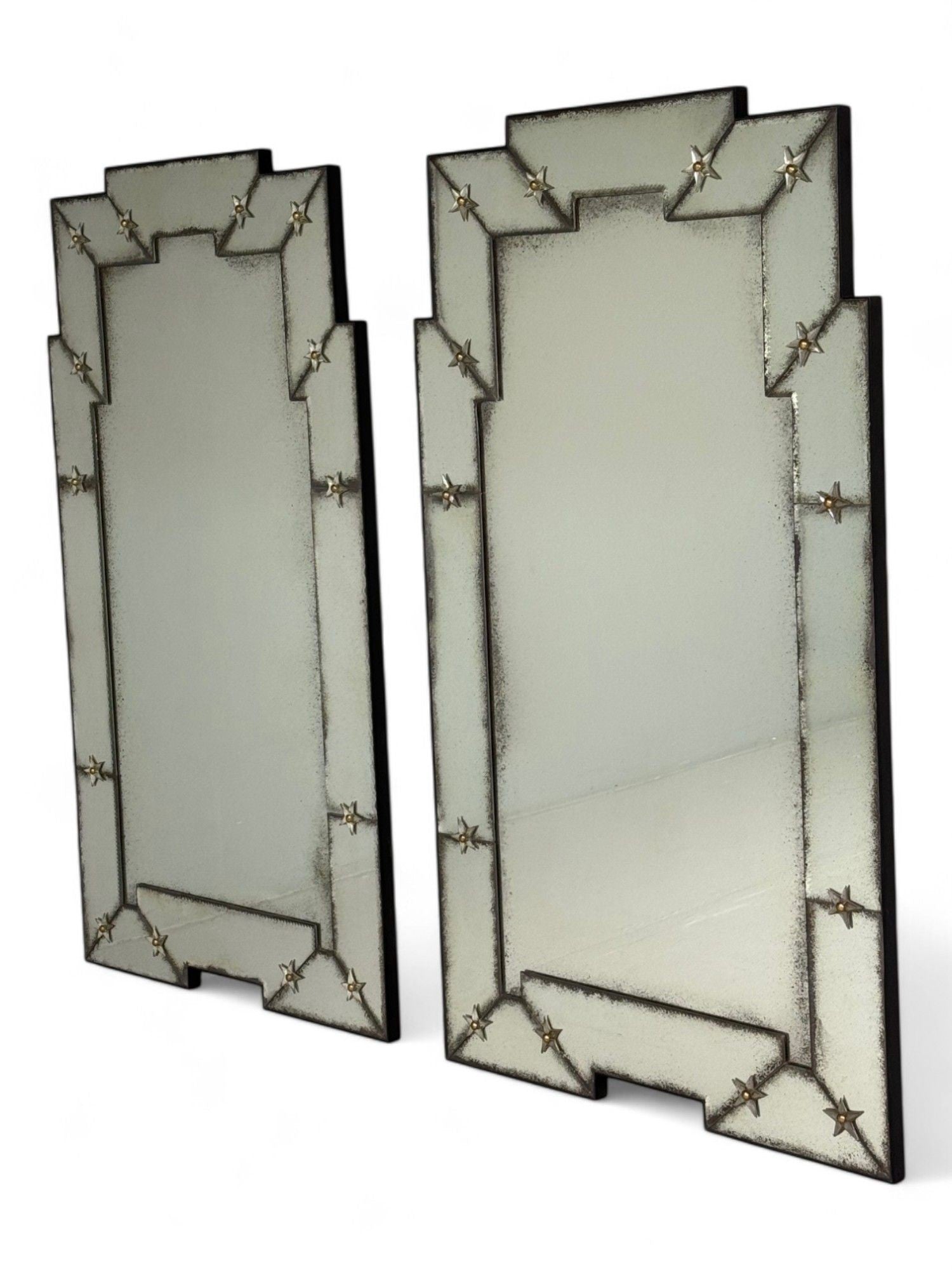 Art Deco Style, Antique and Beveled Glass, Venetian Wall Mirrors, 21st C.