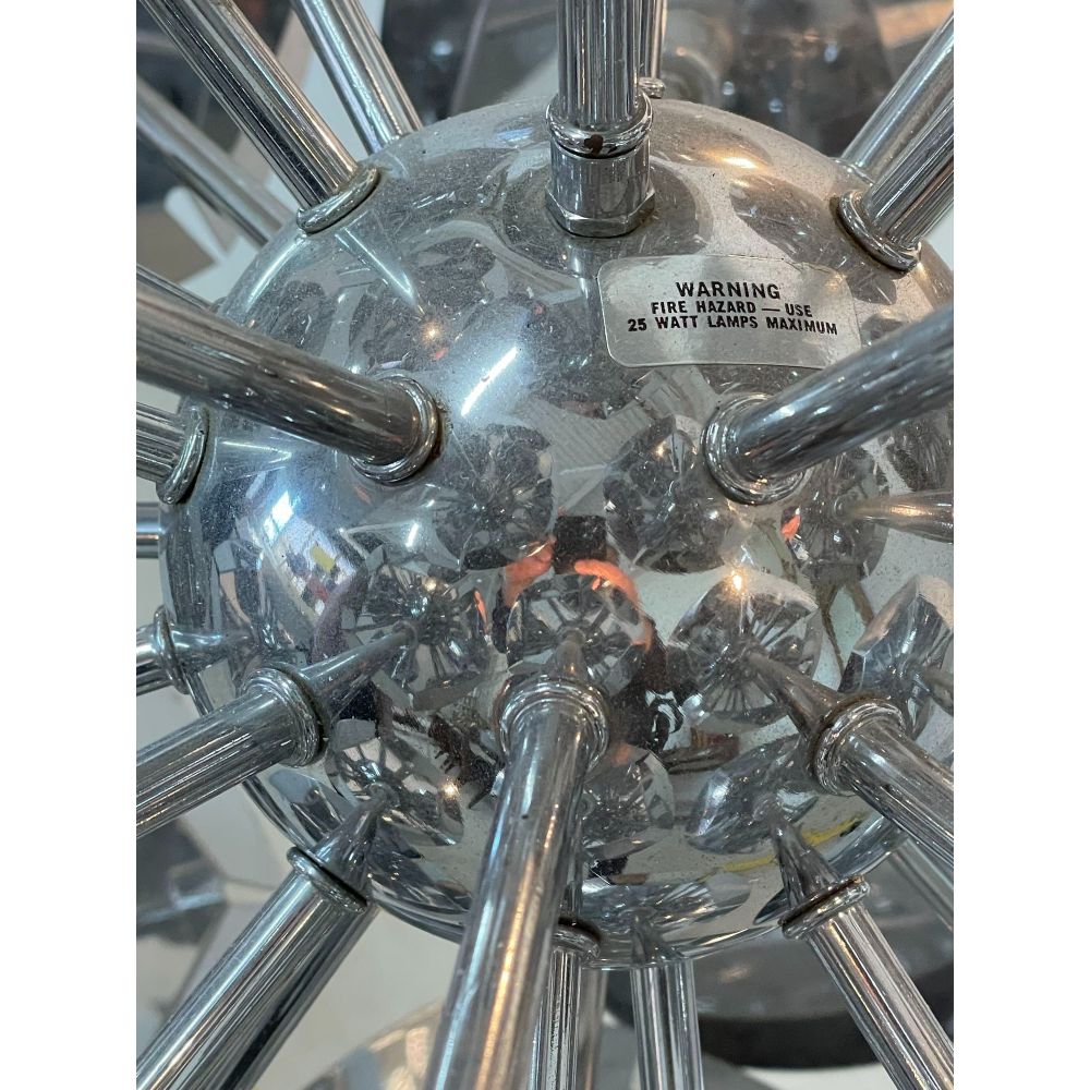 Large Italian Mid-Century Modern Sputnik Style Flower Chandelier, Round, Chrome