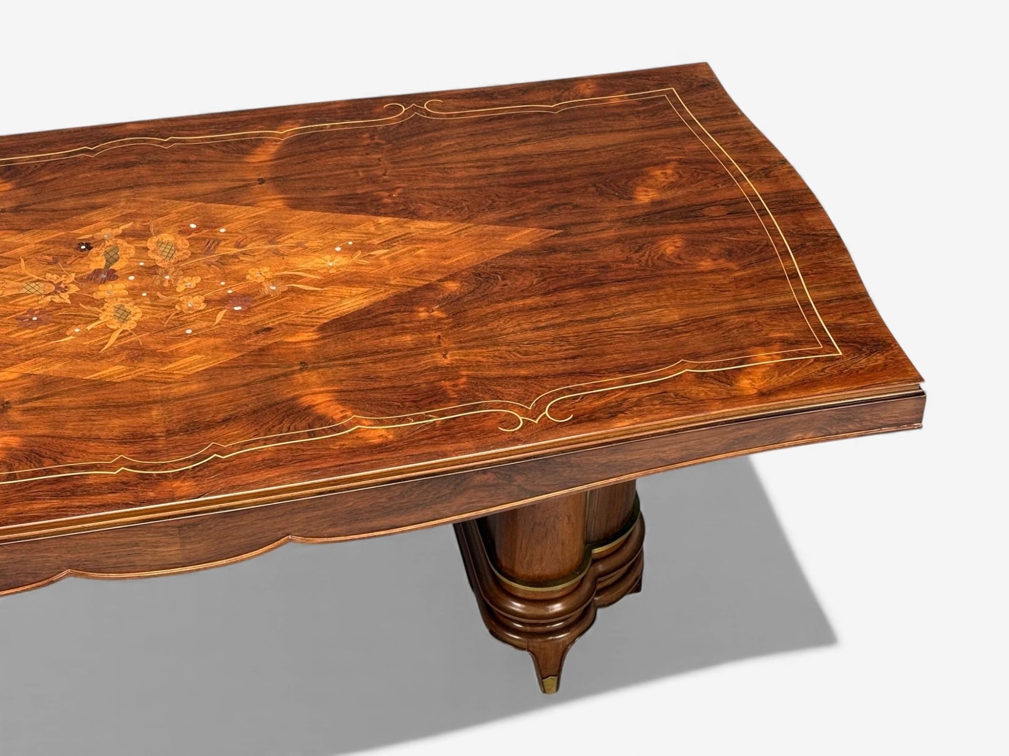 Jules Leleu, French Art Deco, Rosewood, Abalone, Rare Dining Table, France, 1930s