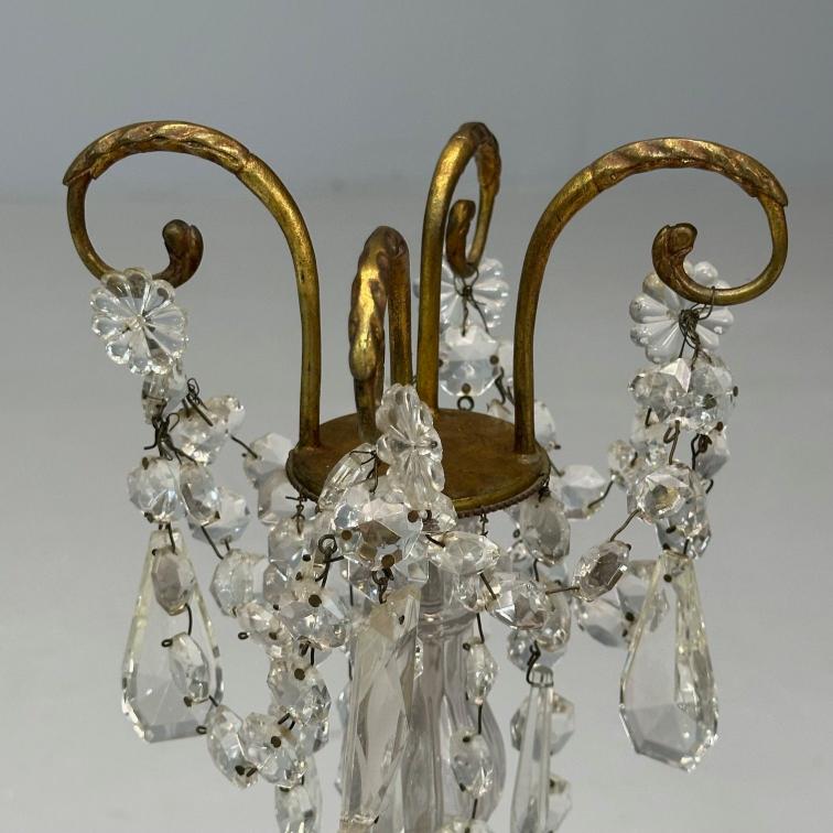Louis XVI Style, Candelabras, Gilt Bronze, Crystal, France, 1930s