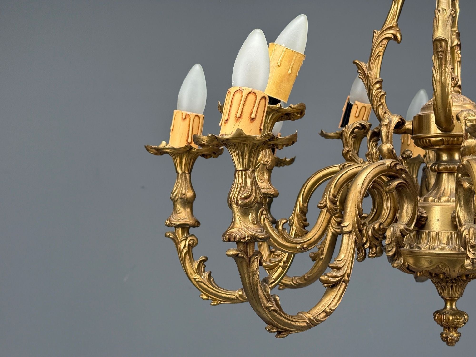 Baroque, Scroll Form Chandelier, Dore Bronze, France, 19th/20th Century