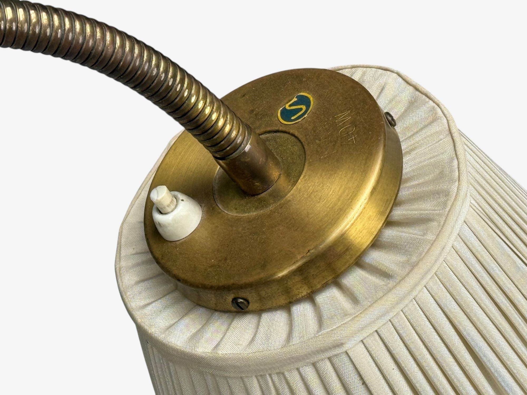 H.W. Armatur, Swedish Modern, Floor Lamp, Brass, Fabric, Sweden, 1940s