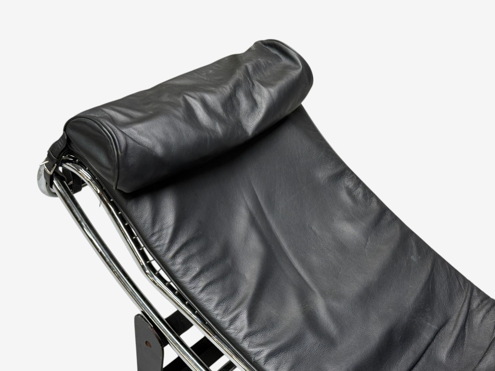 Le Corbusier Style, Mid-Century Modern, Black Leather, Chaise Lounge, 20th C.