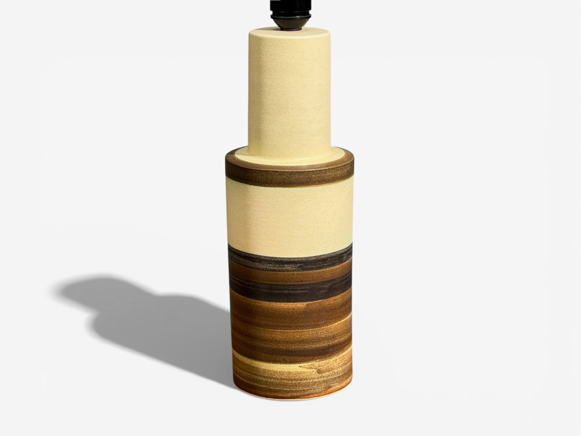 Eriksen Keramik, Large Table Lamp, Beige Stoneware, Denmark, 1970s