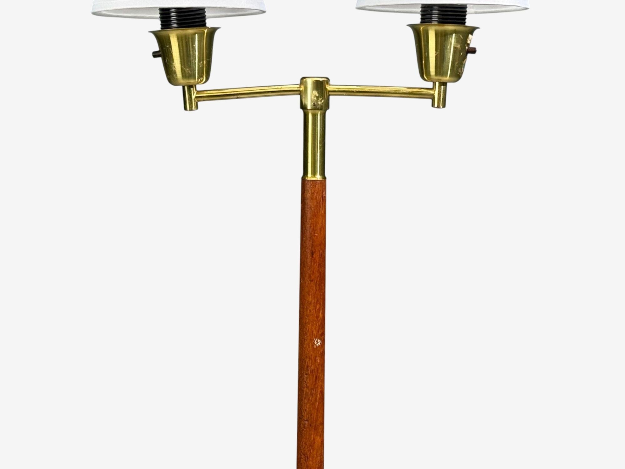 Swedish Modern, Floor Lamp, Teak, Brass, Sweden, 1960s