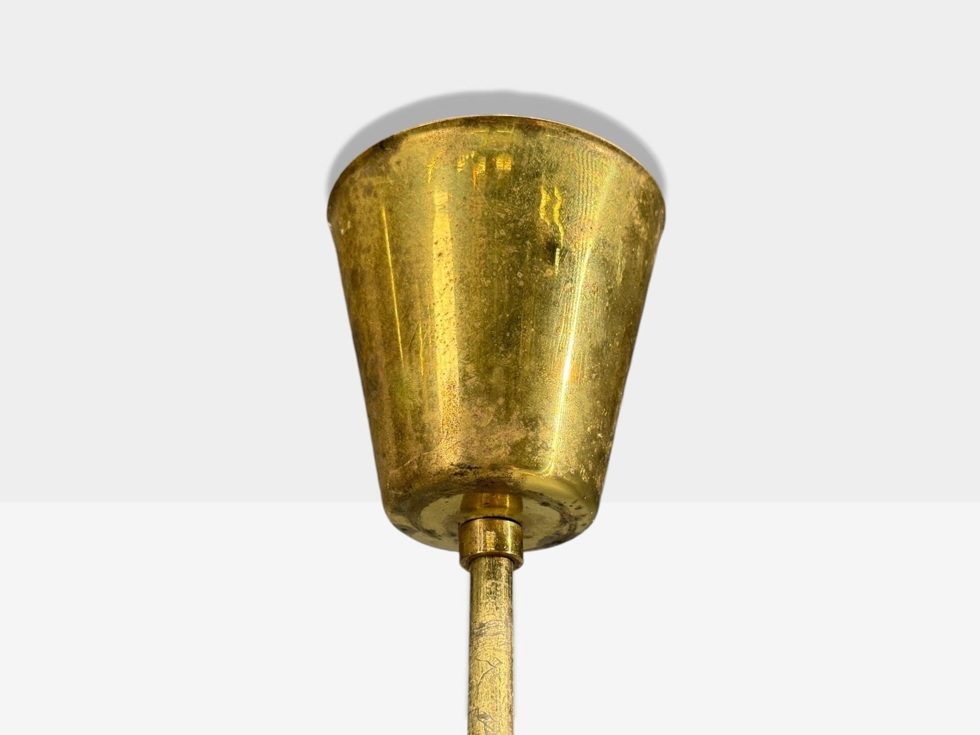 Swedish Modern, Pendant Light, Brass, Wood, Glass, Sweden, 1920s