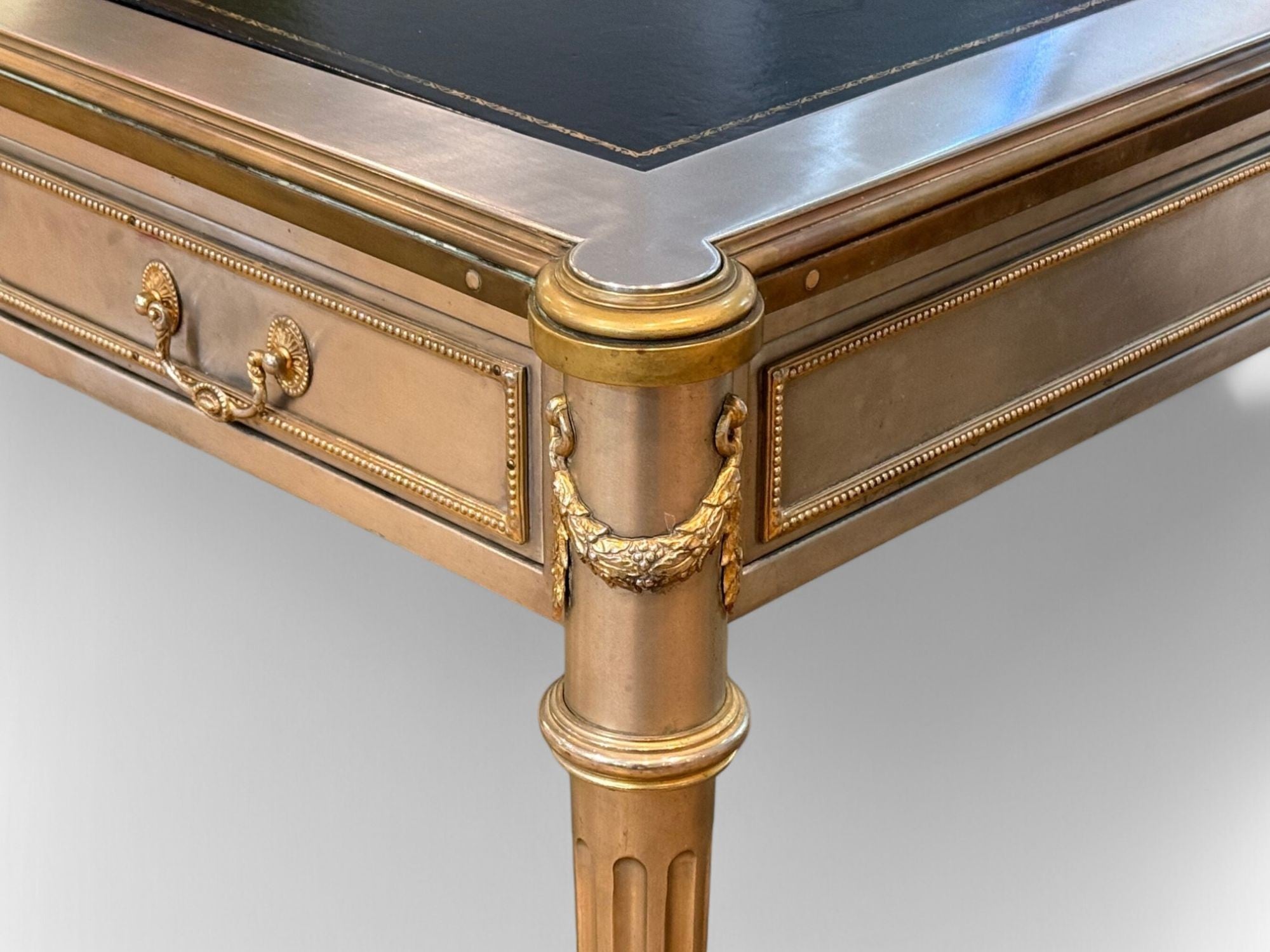 John Vesey, Louis XVI Style, Steel, Bronze, Rare Writing Desk, USA, 1960s