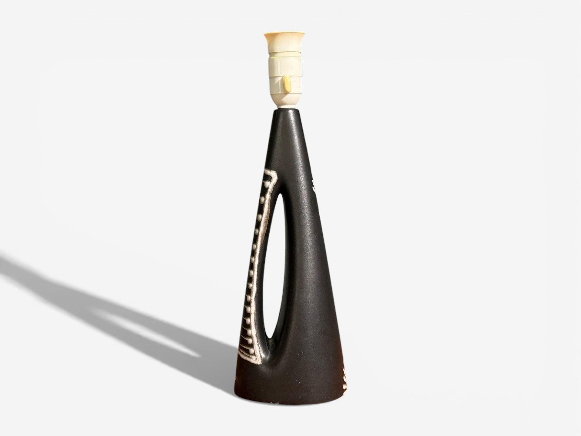 Søholm Stentoj, Table Lamp, Black Stoneware, Denmark, 1950s