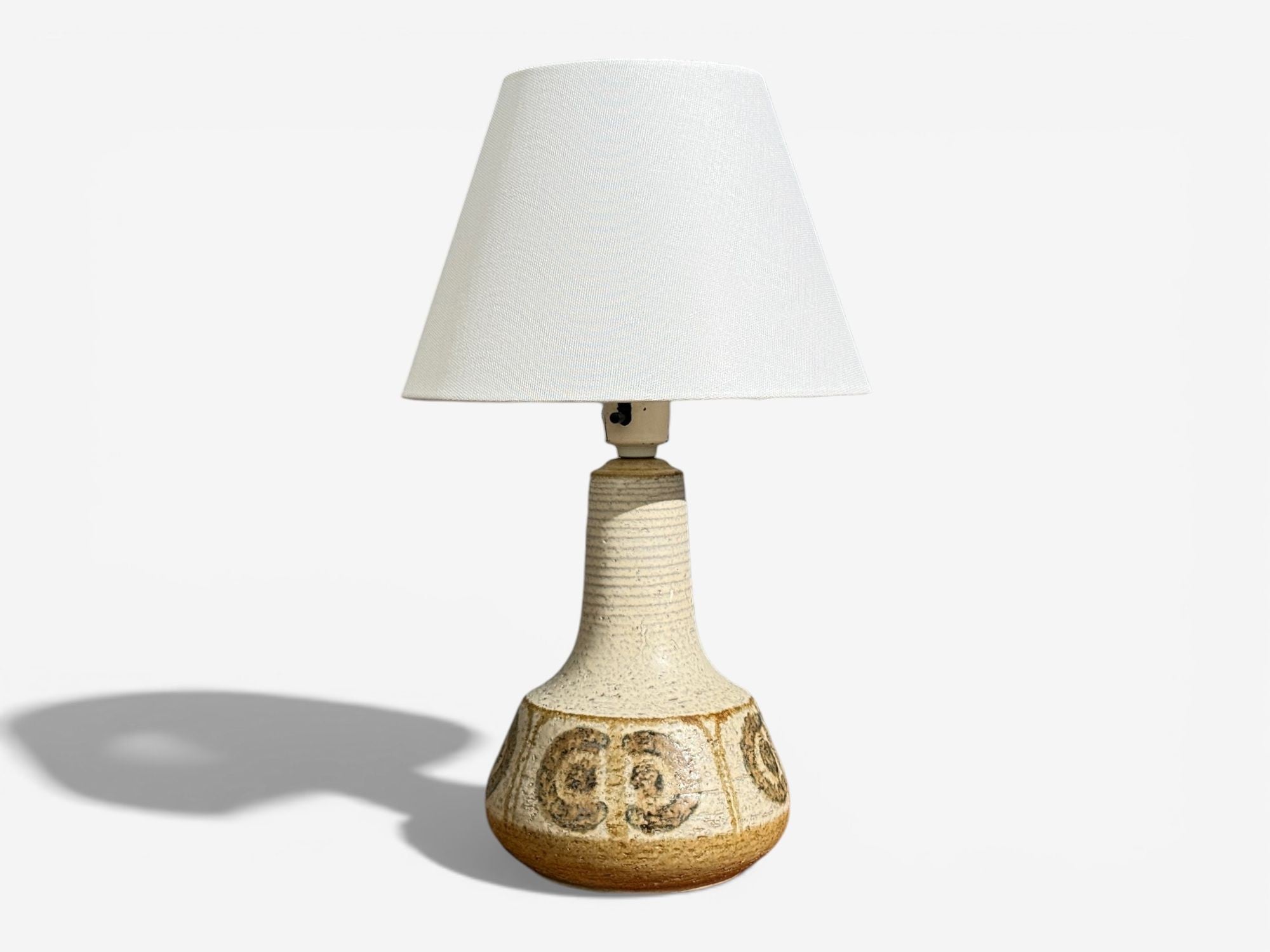 Svend Aage Jensen, Table Lamps, Beige Stoneware, Denmark, 1960s