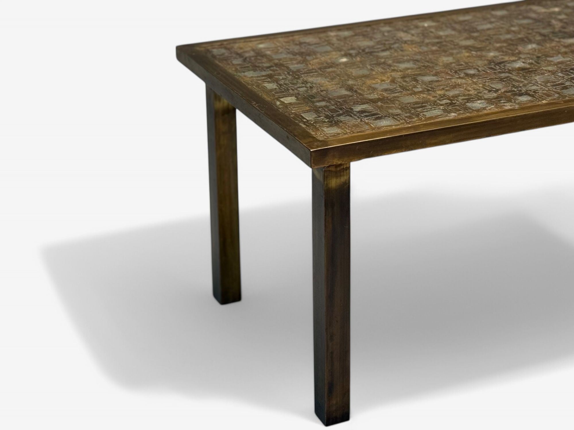Philip & Kelvin LaVerne, Mid-Century, Etched Bronze Fantasia Coffee Table, 1960s
