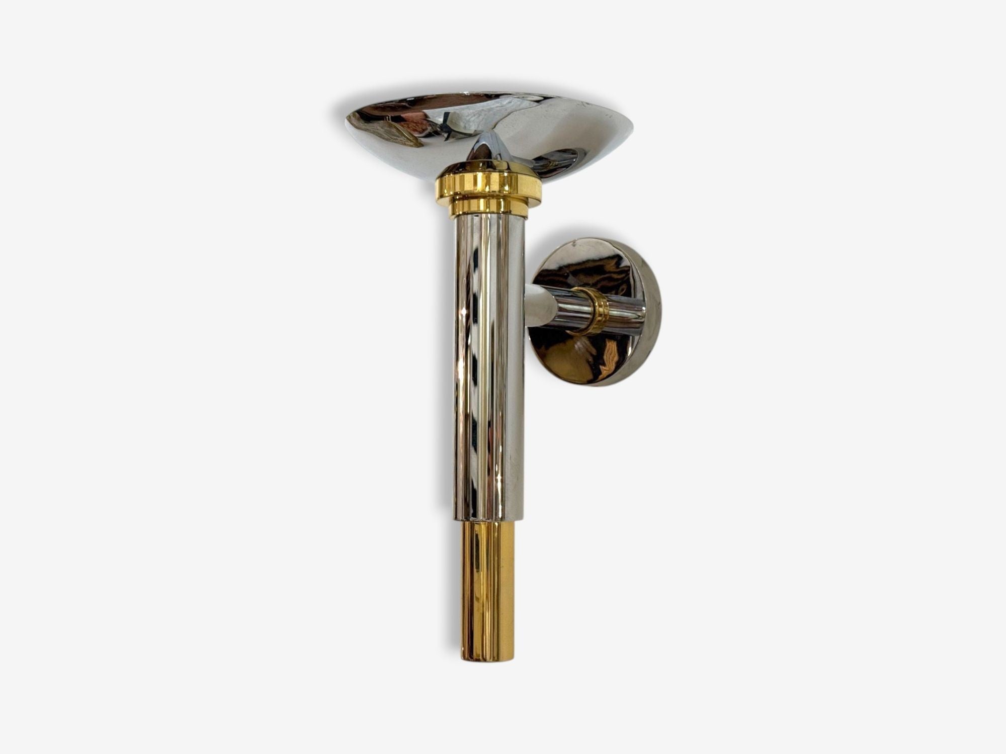 Karl Springer Style, Chrome, Brass, Large Wall Lights, USA, 1960s