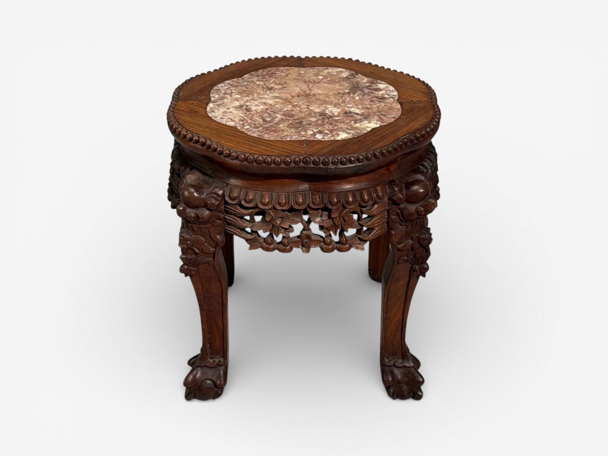 Chinese Export, Low Occasional Tables, Hardwood, Marble, China, 19th c.