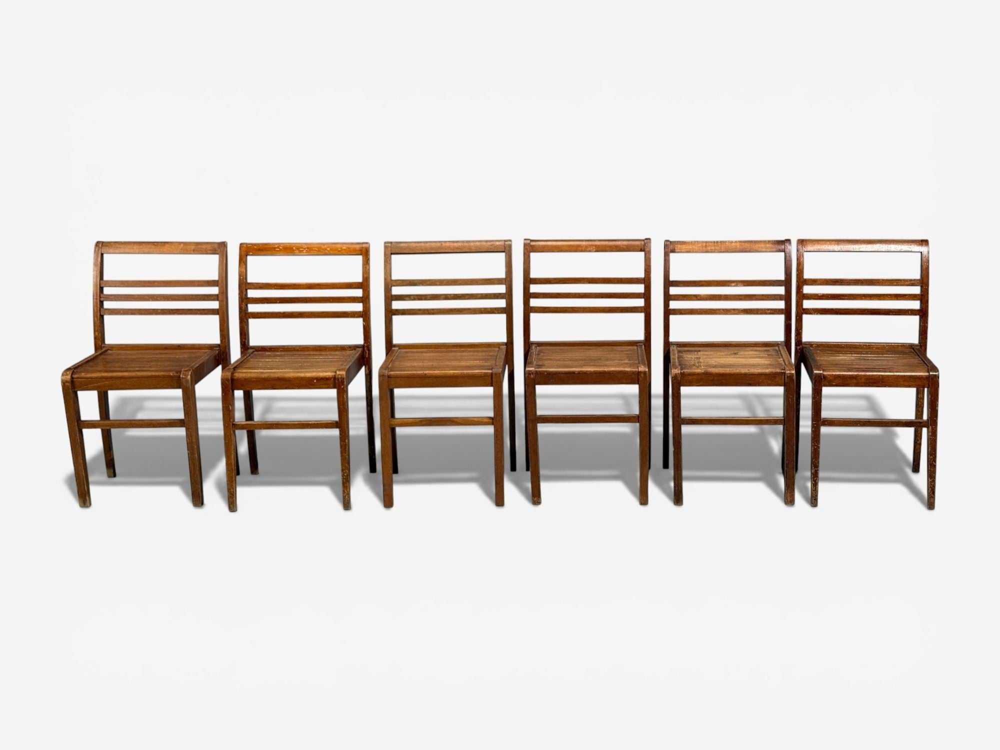 Rene Gabriel, Reconstruction Era Dining Chairs, Beech Wood, France, 1940s
