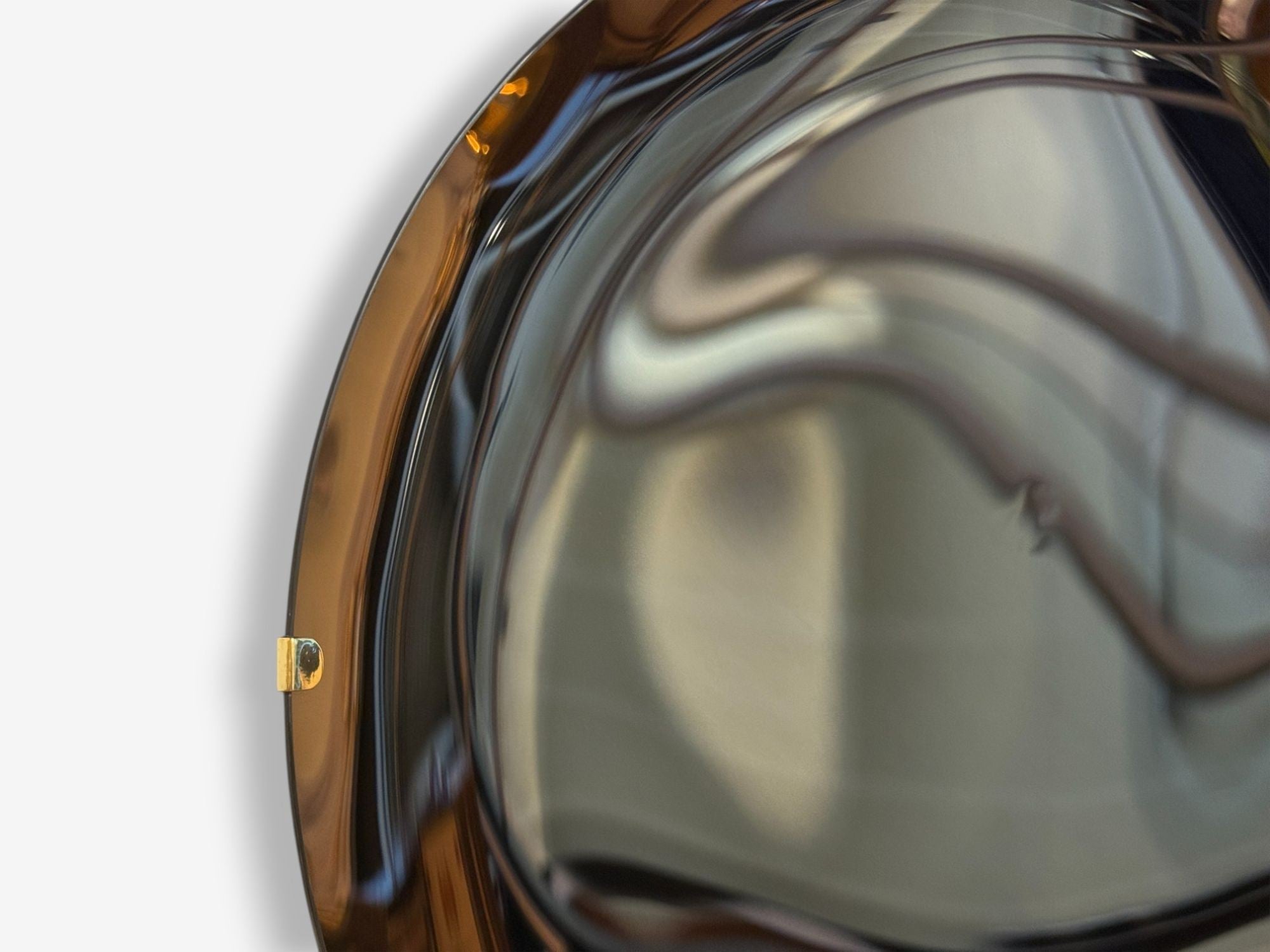 Contemporary, Concave Glass, Brass, Bronze Modern Space Age Wall Mirror