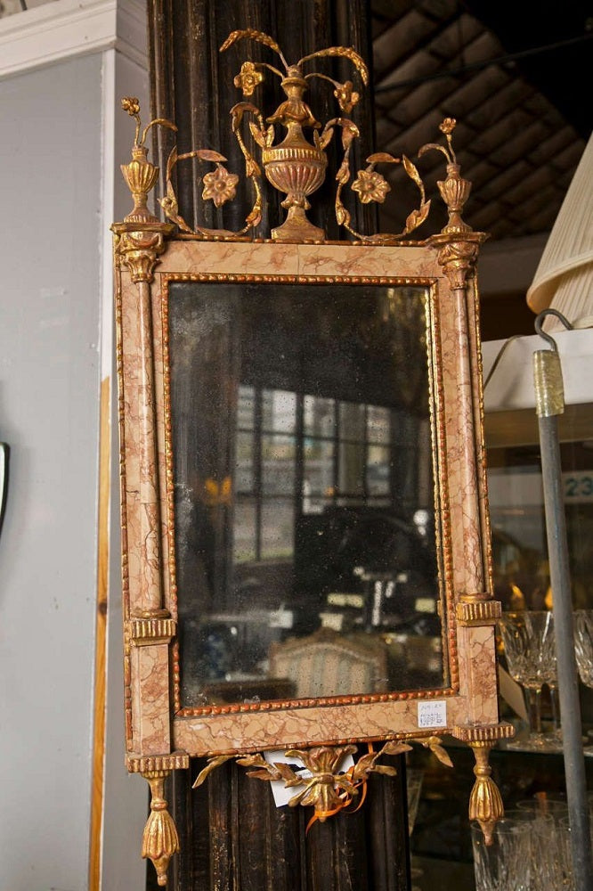 Antique 18th Century Neoclassical Style Marble Mirror