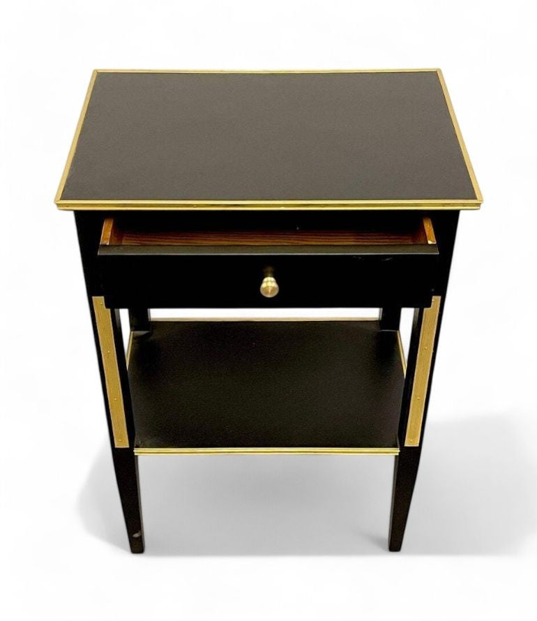 Russian Neoclassical Style, Hollywood Regency, Nightstands, Painted Wood, Bronze