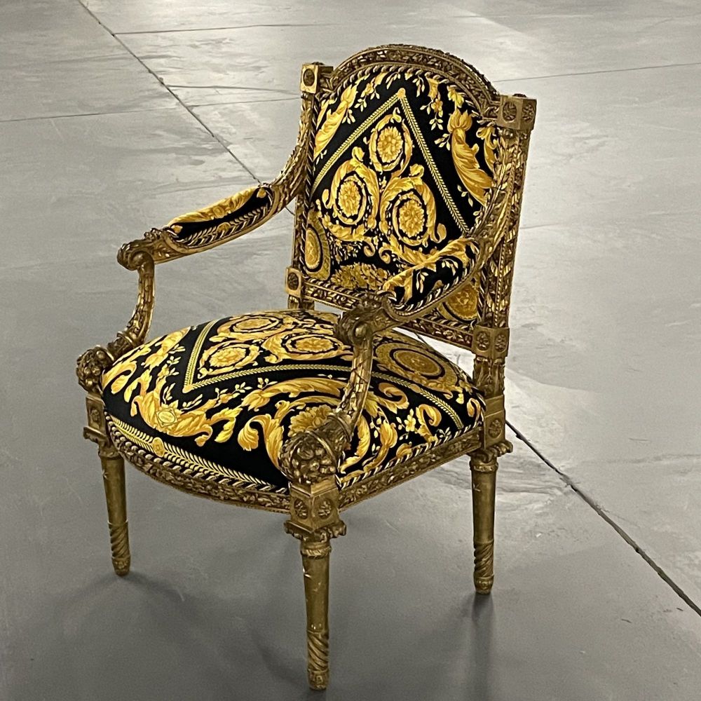 Pair of 19th-20th Century Louis XVI Style Carved Armchairs