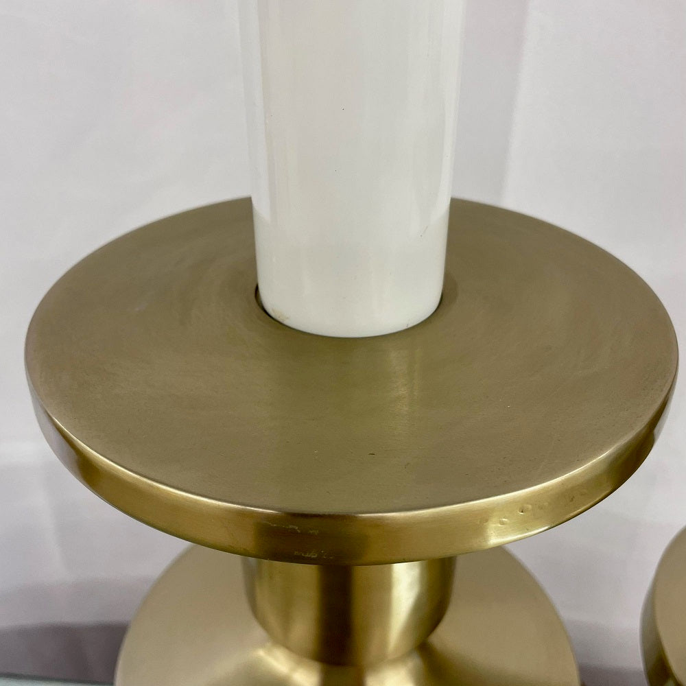 Pair of Hollywood Regency Solid Brass Table / Desk Lamps, Candlestick, Modern