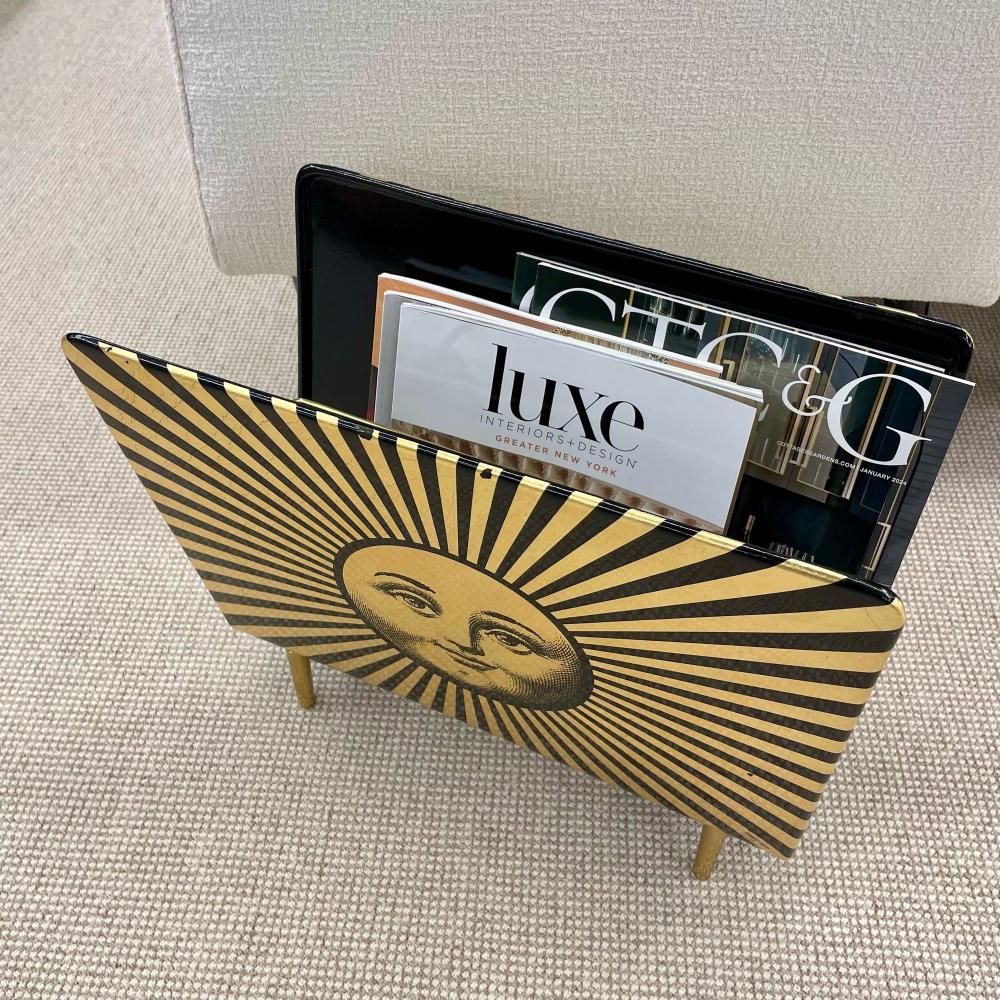 Piero Fornasetti, Mid Century Modern, Magazine Rack, Lacquer, Metal, Italy 1960s