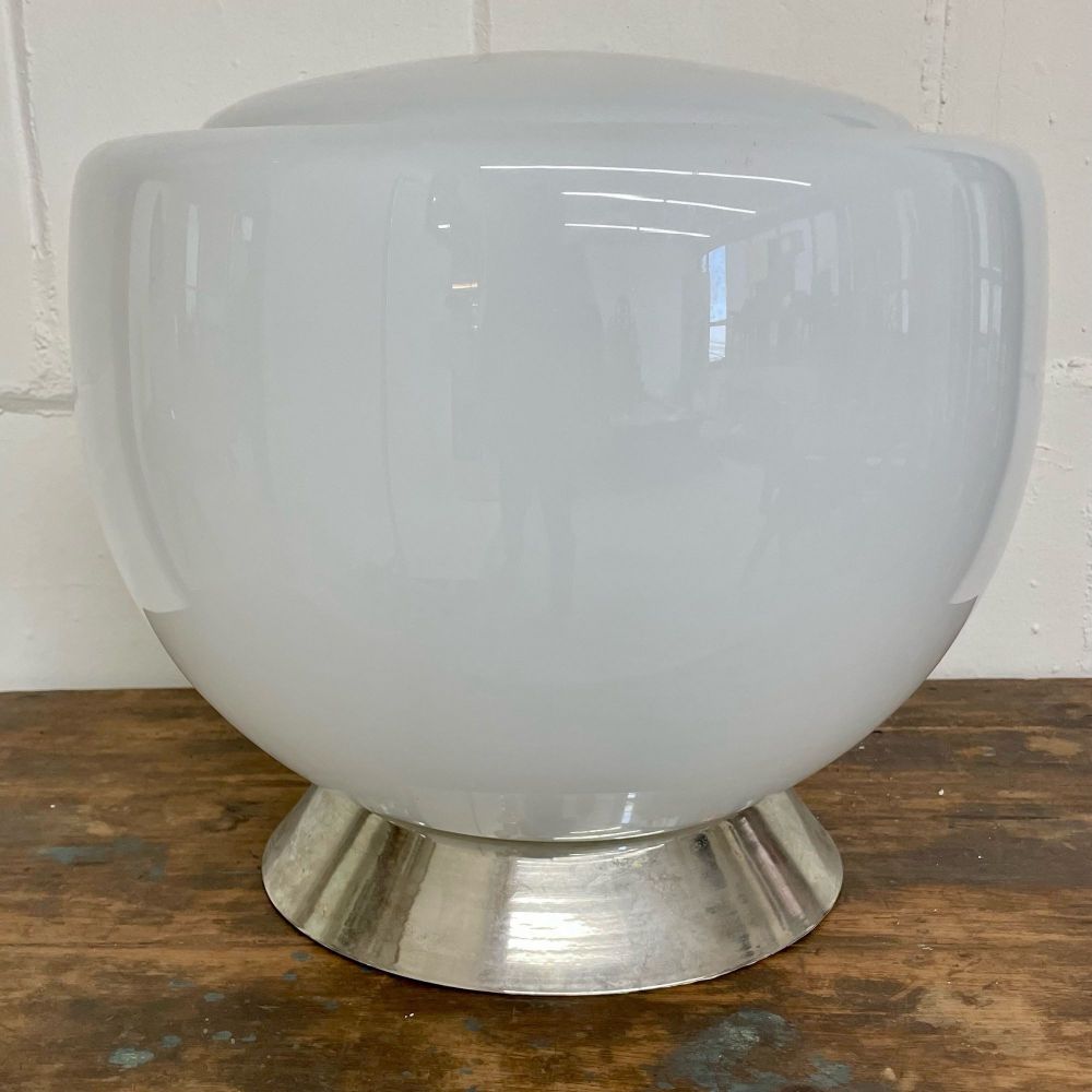Large Mid-Century Modern Handblown Glass and Chrome Table / Desk Lamp, Italian