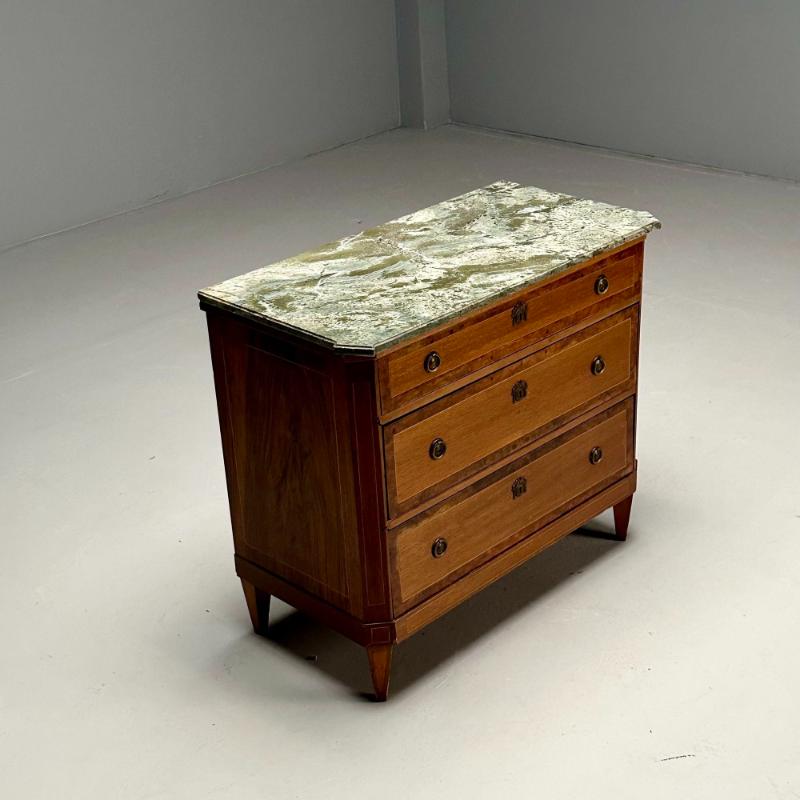 Gustavian, Louis XVI Style, Swedish Commode, Birch, Marble, Brass, 1950s
