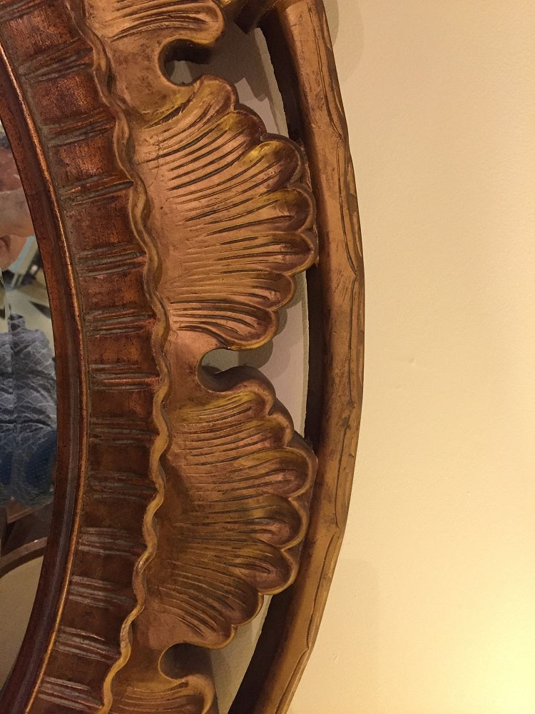 Italian Palatial Gilt Decorated Carved Circular Wall or Console Mirror