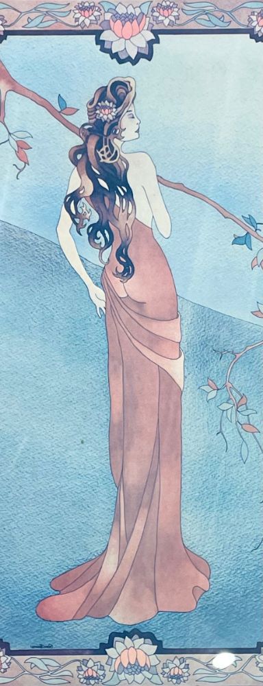 Art Nouveau Style Print Elegant Woman in the Forest