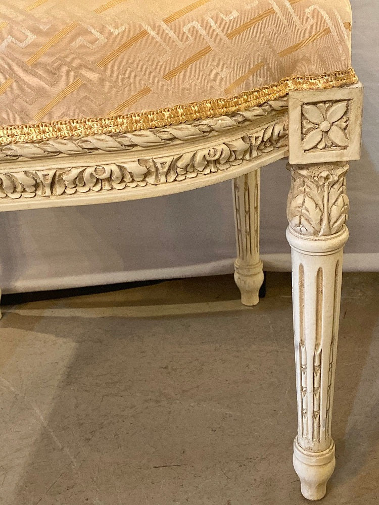 10 Swedish Louis XVI Style Dining / Side Chairs Painted Carved Frames New Fabric