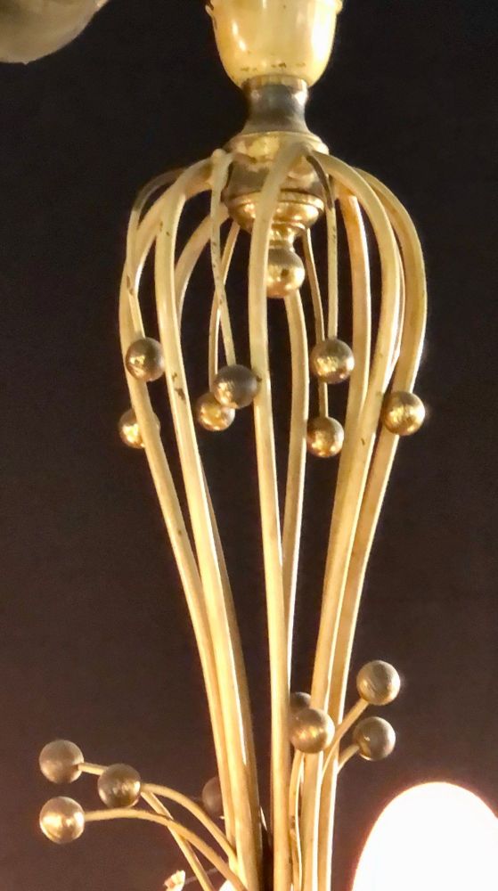 Hollywood Regency Balloon Shaped Chandelier, Metal Paint Decorated with 5 Arms
