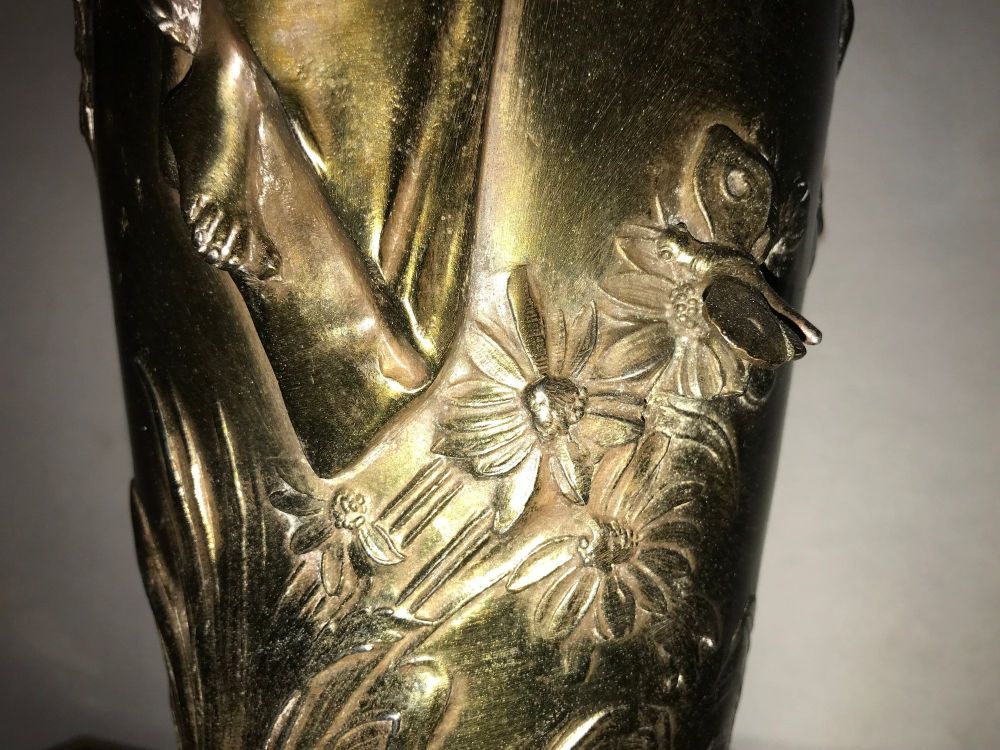 Pair of Art Nouveau Figural Urns Mounted as Lamps