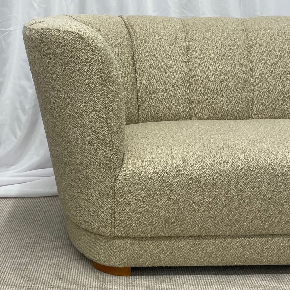 Flemming Lassen Style, Danish Mid-Century Modern, Curved Sofa, Boucle, 1940s