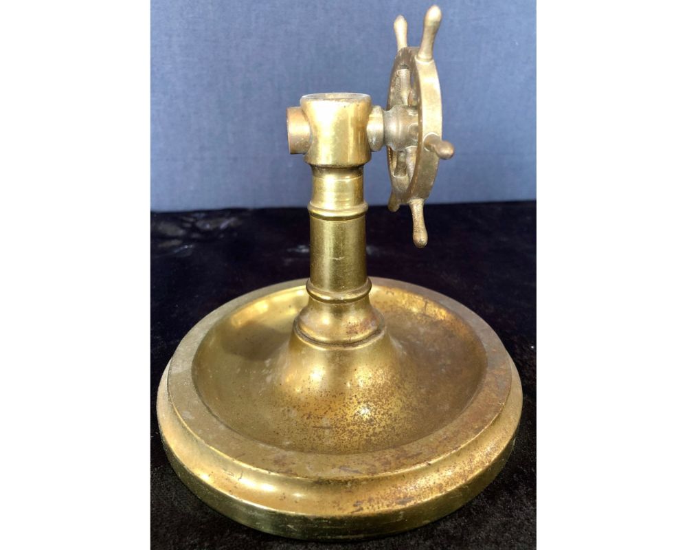 Antique Brass Wheel Cigar Cutter Tobacco Accessory