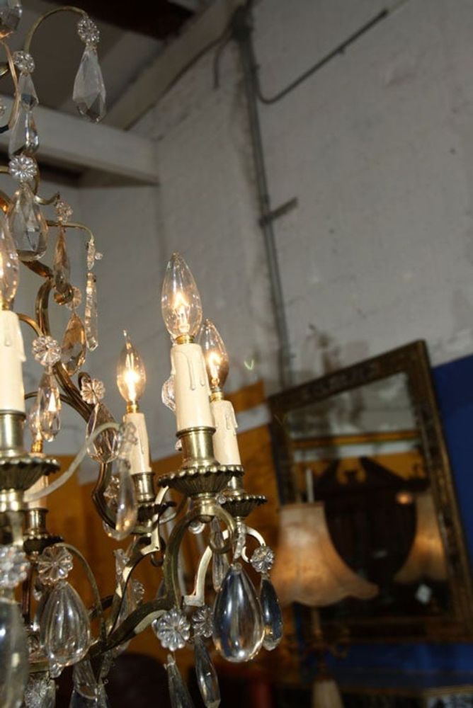 Bronze and Crystal Chandelier