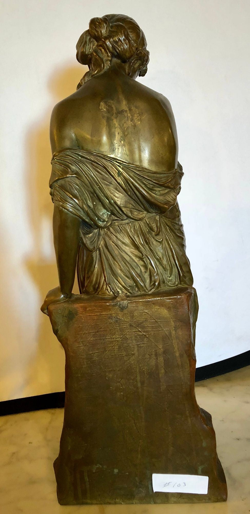 19th Century Bronze Sculpture of a Maiden in Neoclassical Form Signed E. Carlier