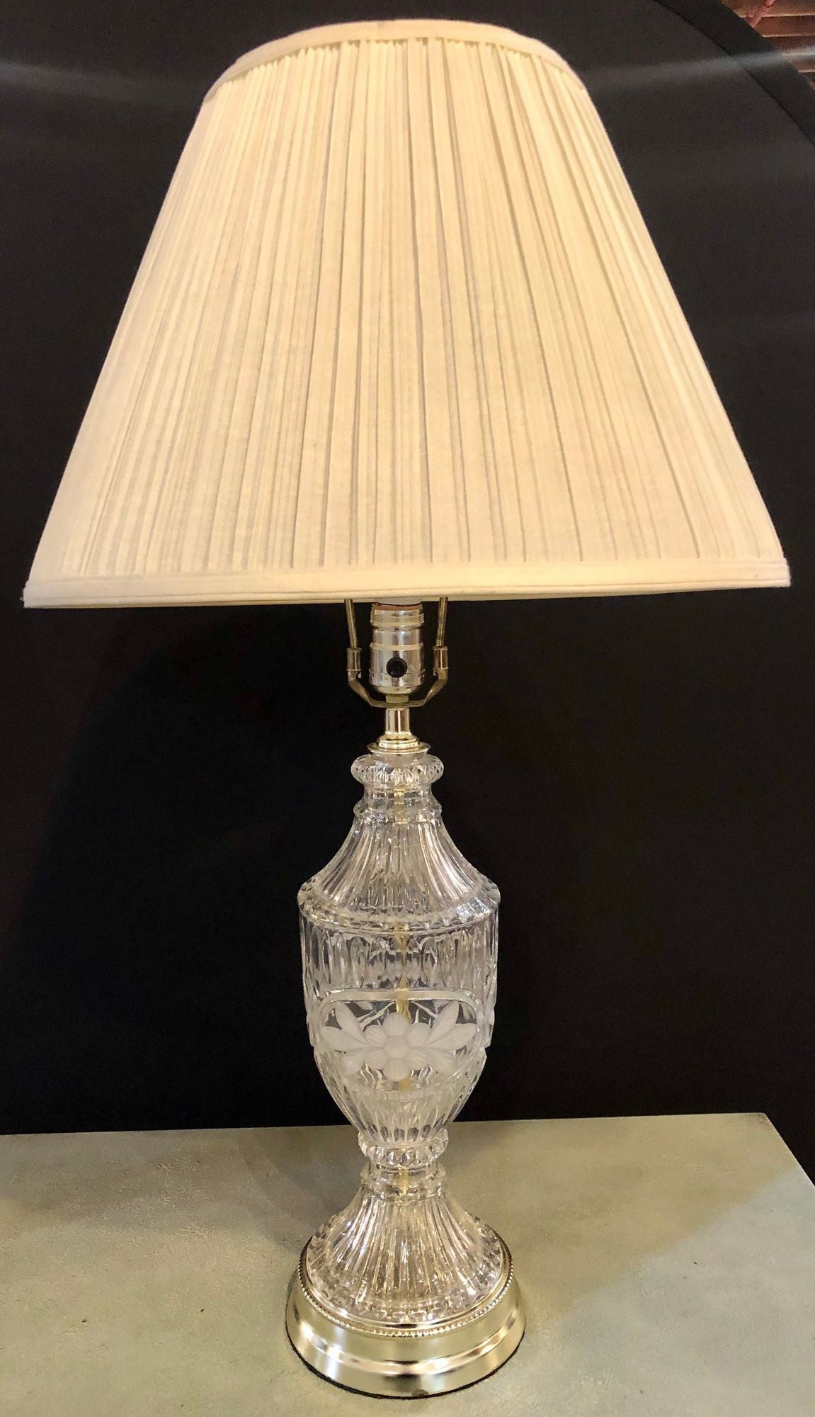 Pair of Cut Glass Lamps Having an Urn Form