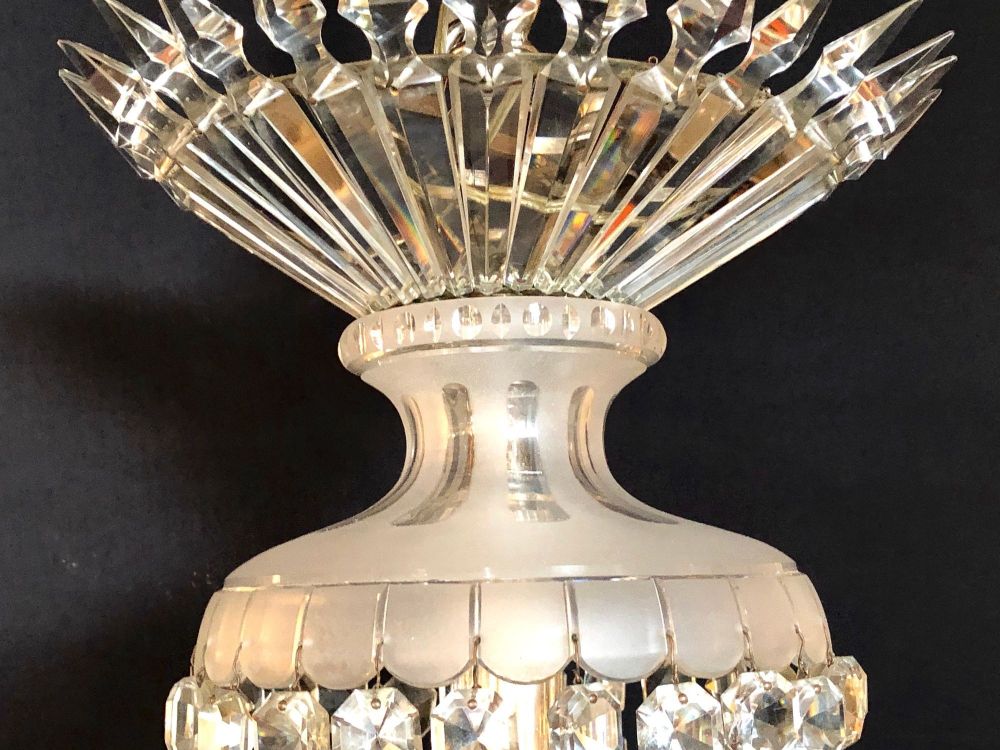 Victorian 19th Century Crystal & Lalique Style Cornelius & Baker Chandelier