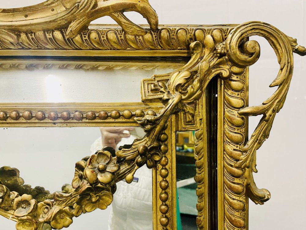 19Th Century Louis XVI Style, Console, Wall Mirror, Gilt Wood,