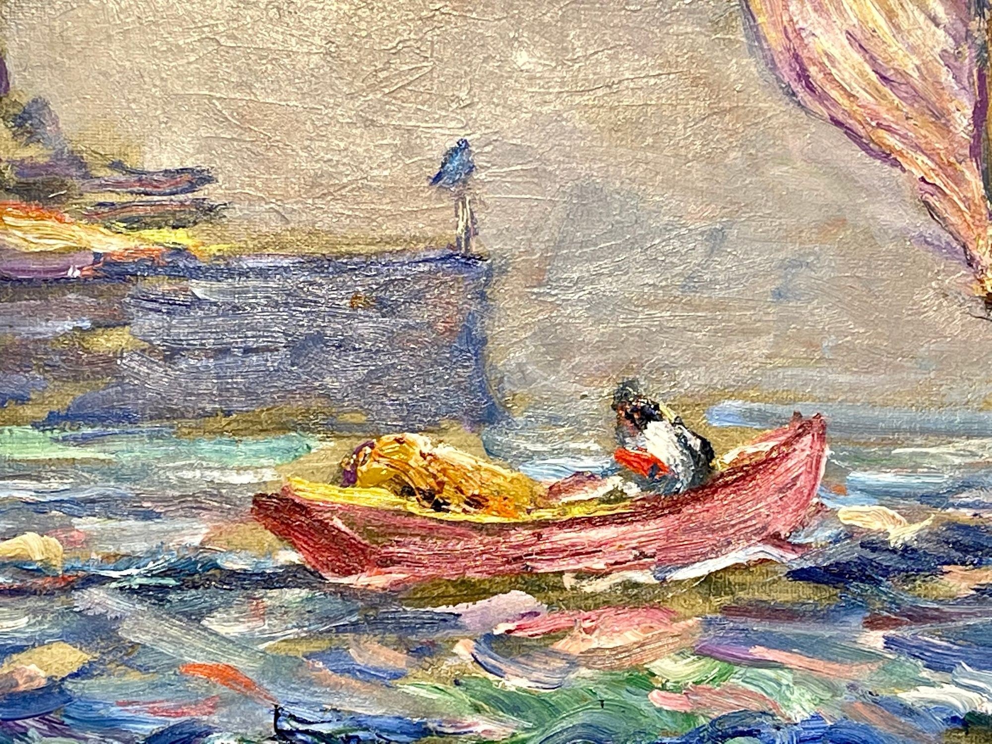 Reynolds Beal, Impressionist Oil Painting, USS Utah Rockport Mass, American 1928