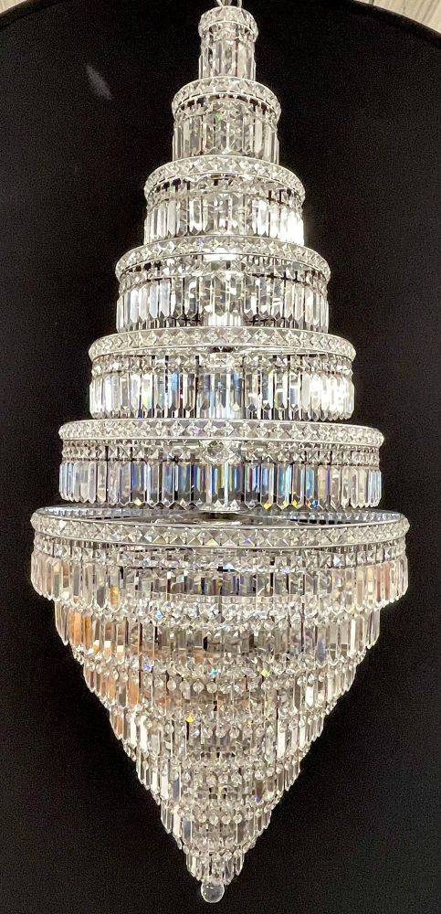 13 Tier Wedding Cake Chandelier. Crystal Prisms. 1970s