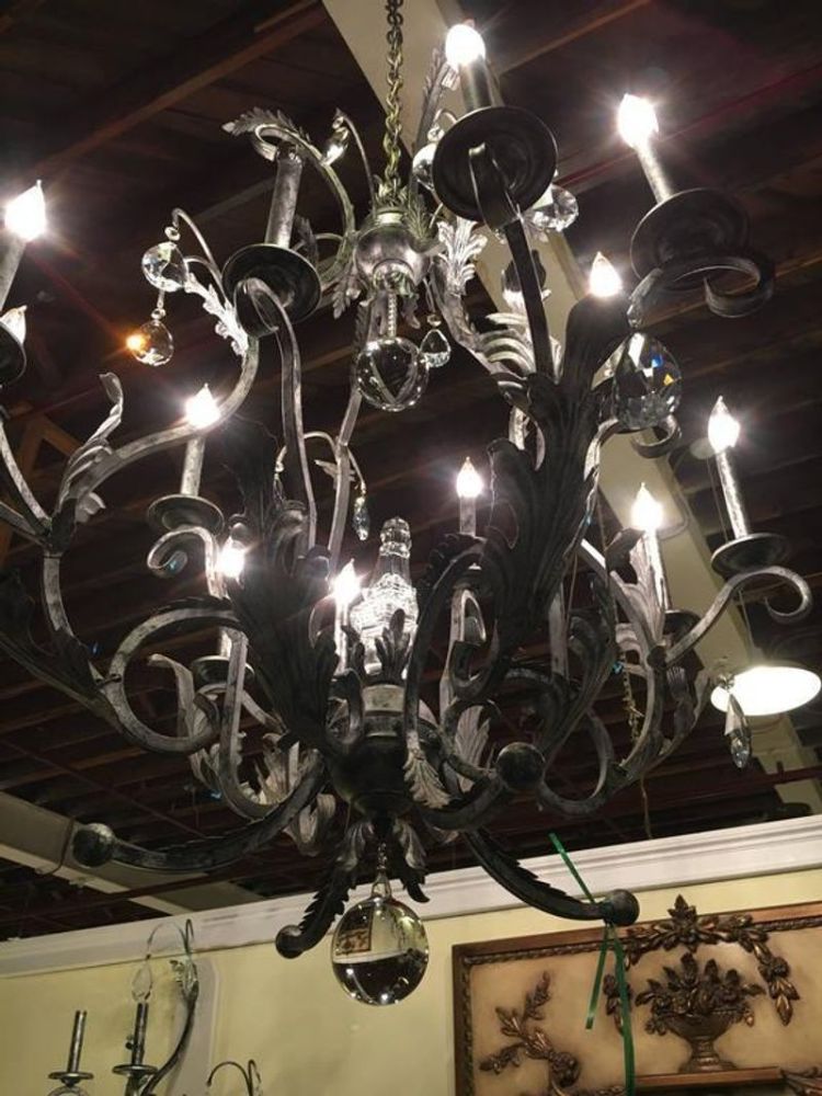 Palatial Silver Distressed Rustic Metal Chandelier by Schonbek