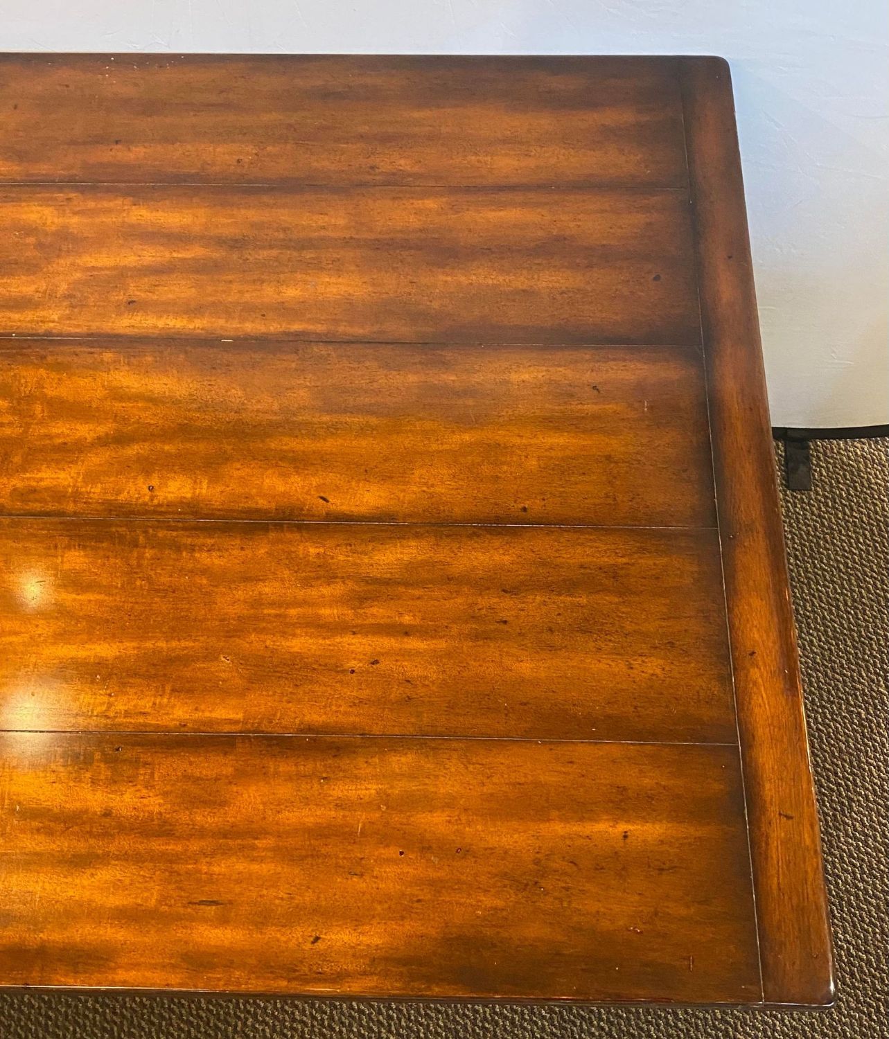 Ebony Metal and Brass Scroll Base Dining Table Wood Top Baroque Style