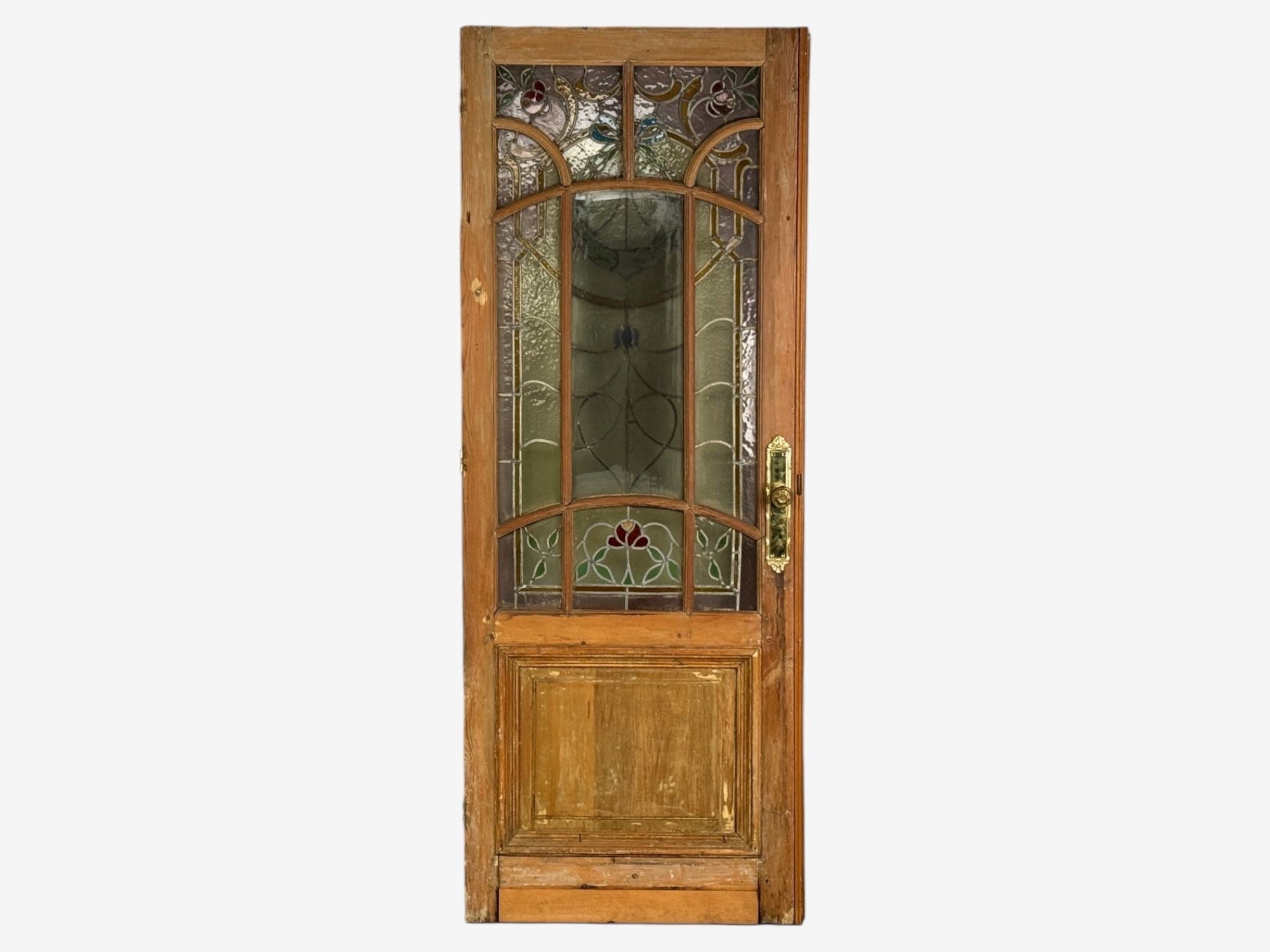 Neoclassical, Wood, Art Glass, Large Stained Glass Doors, Italy, 1930s