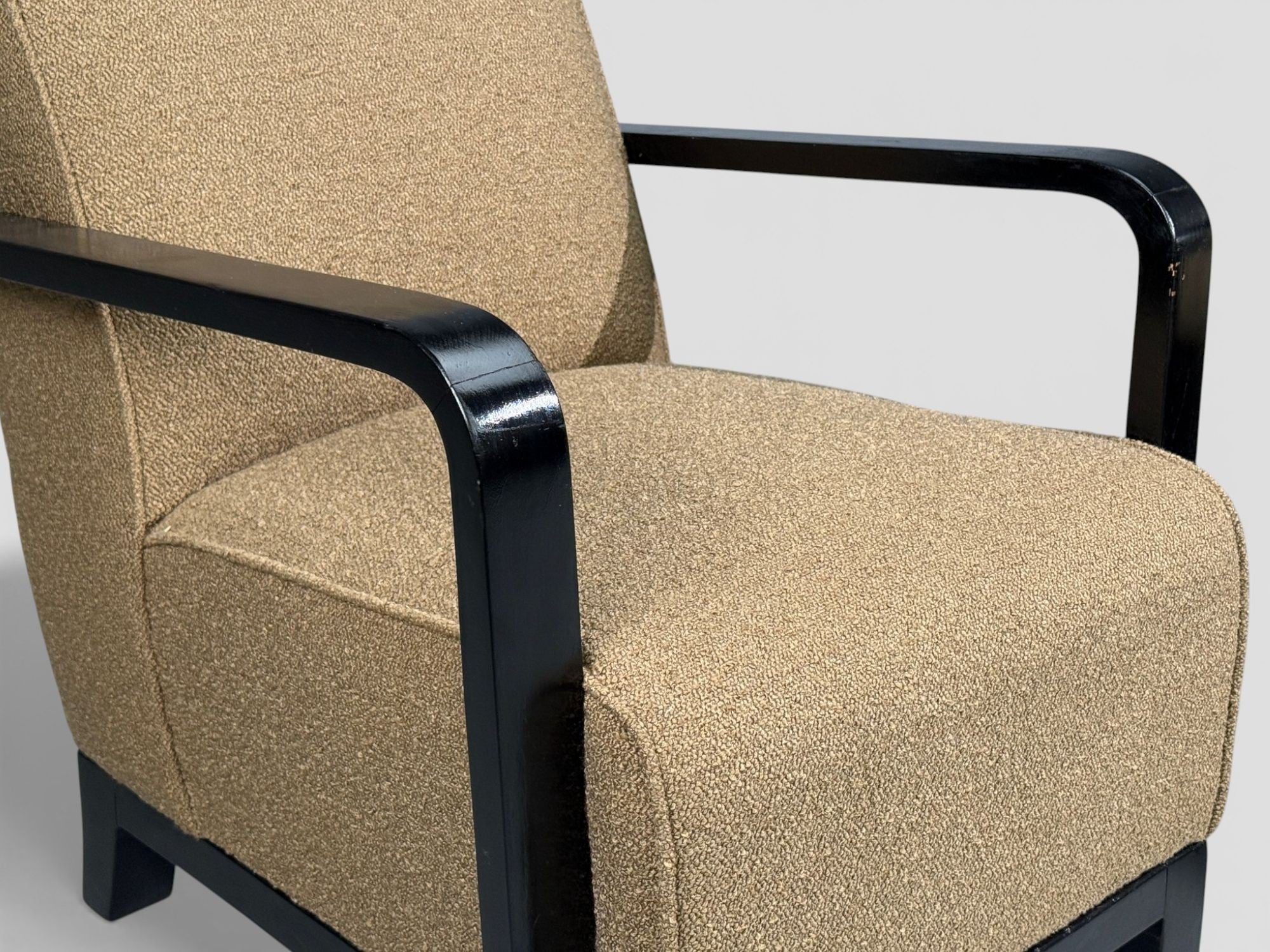Swedish Art Deco, Lounge Chairs, Ebonized Bentwood, Boucle, Sweden, 1940s