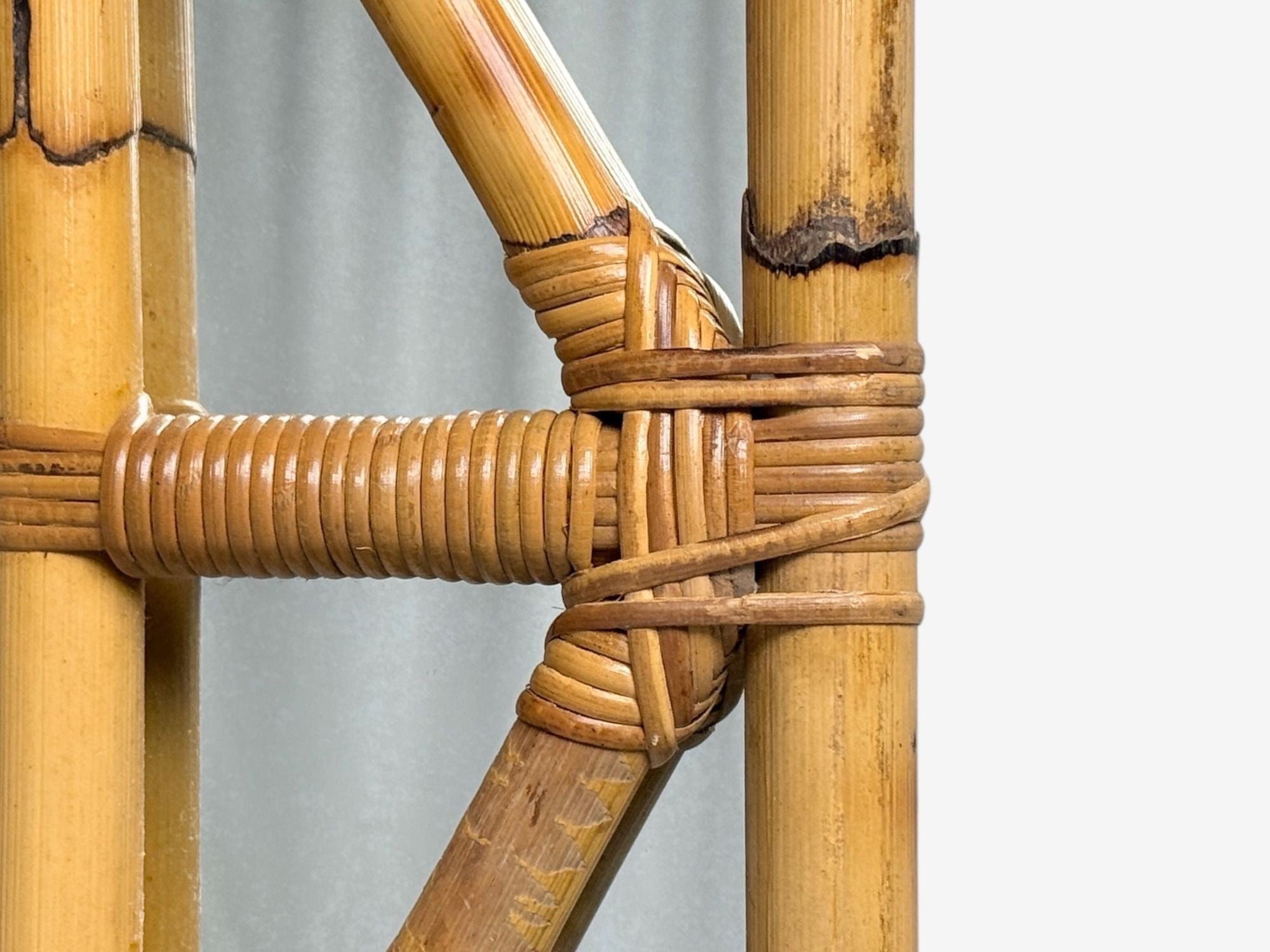 Italian Modern, Bamboo, Glass, Wall Mirror, Italy, 1950s