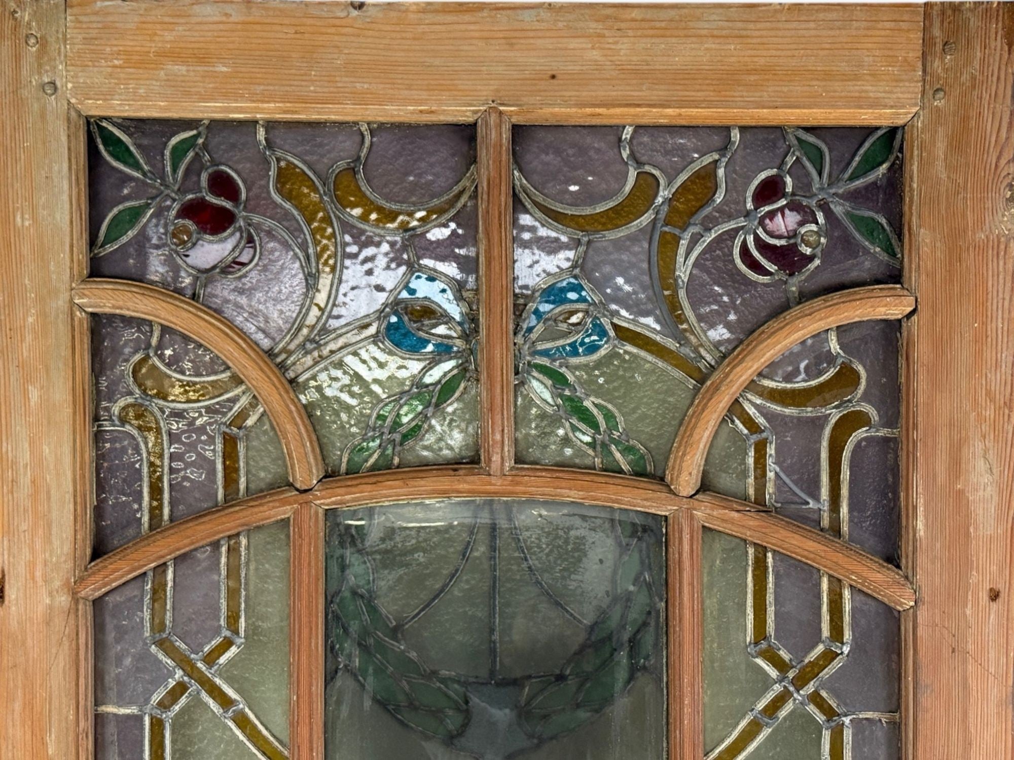 Neoclassical, Wood, Art Glass, Large Stained Glass Doors, Italy, 1930s