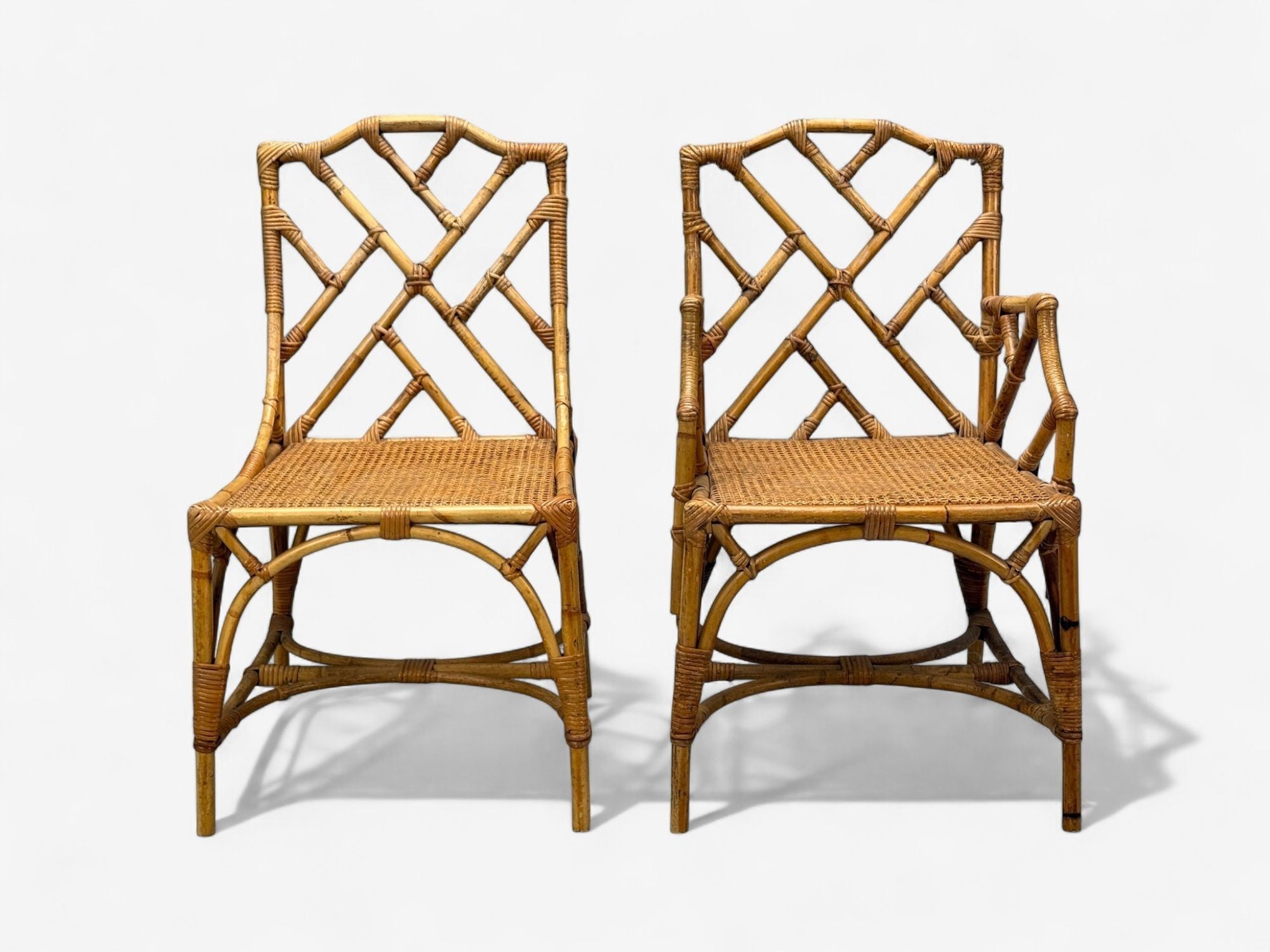 Dal Vera, Italian Modern, Bamboo, Cane, Six Dining Chairs, Italy, 1950s