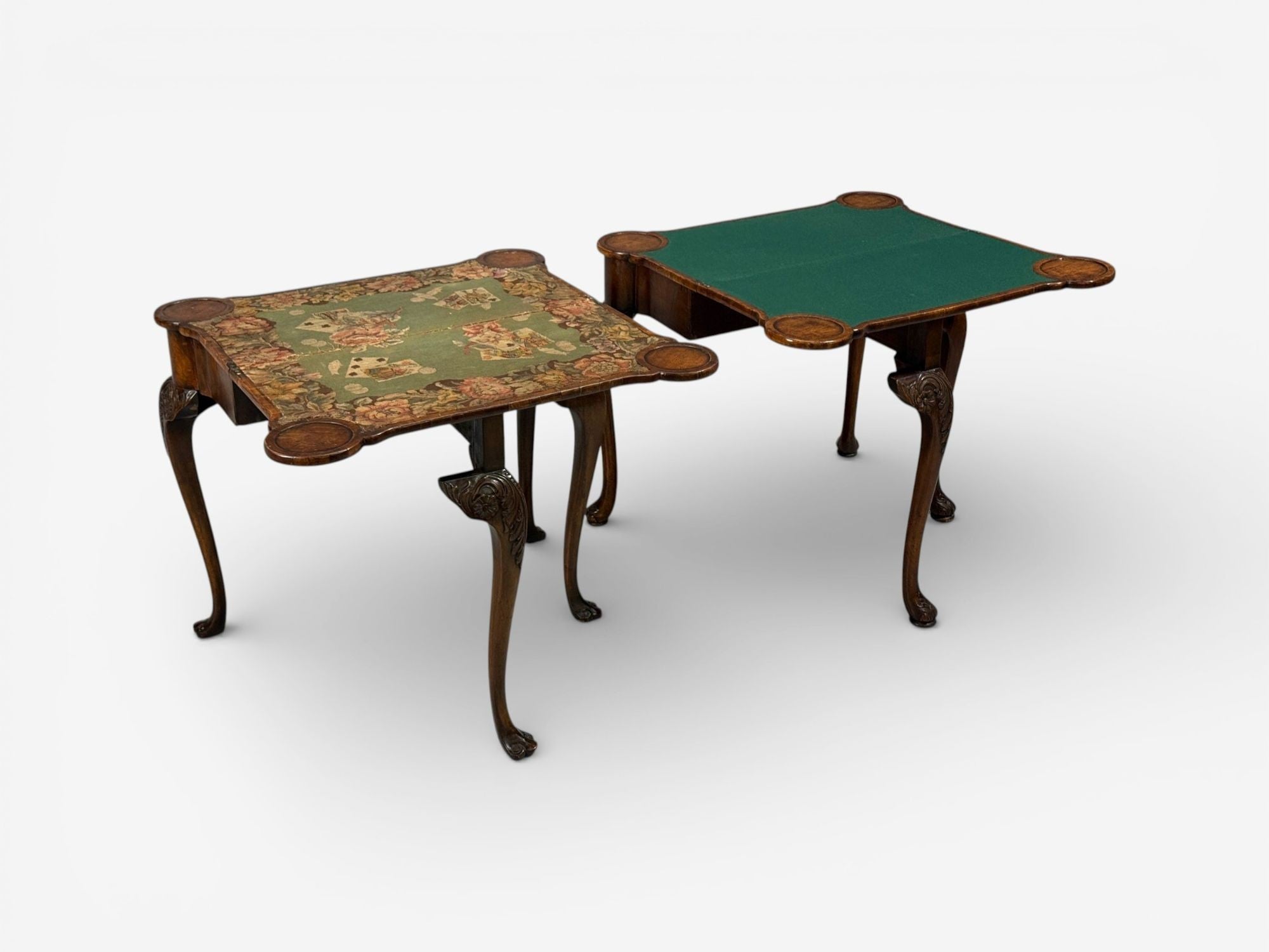 Georgian, Card or Game Tables, A Pair, Tapestry, Mahogany, 18th Century