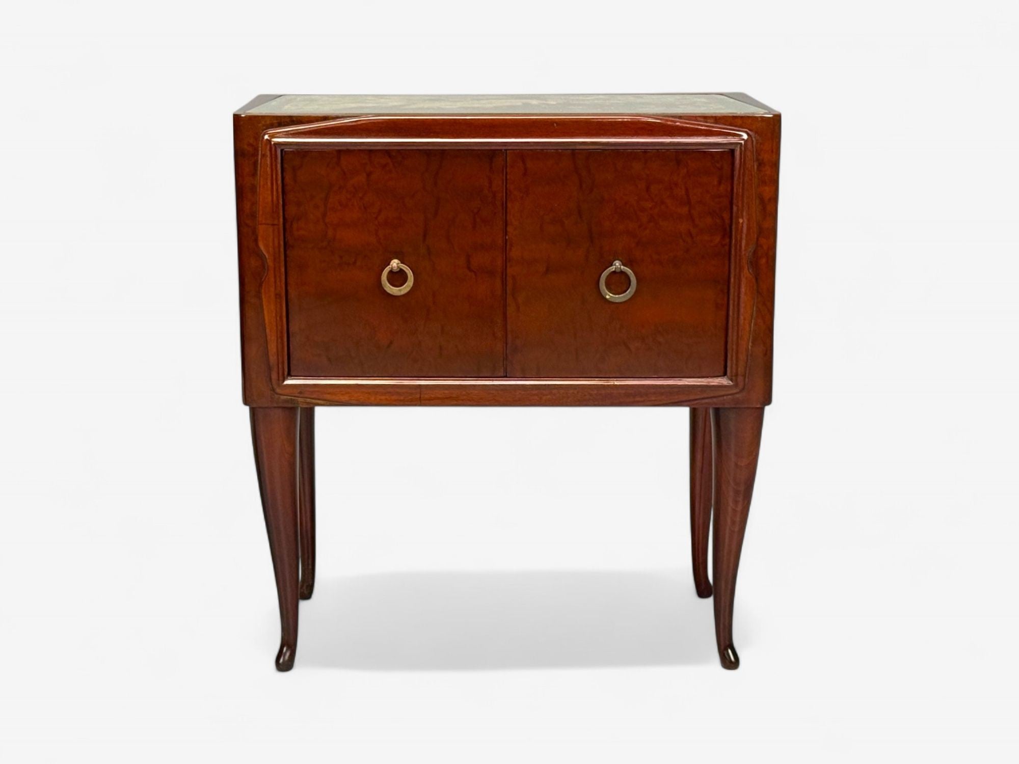 Osvaldo Borsani attr., Exotic Wood, Glass, Brass, Nightstands, Italy, 1960s