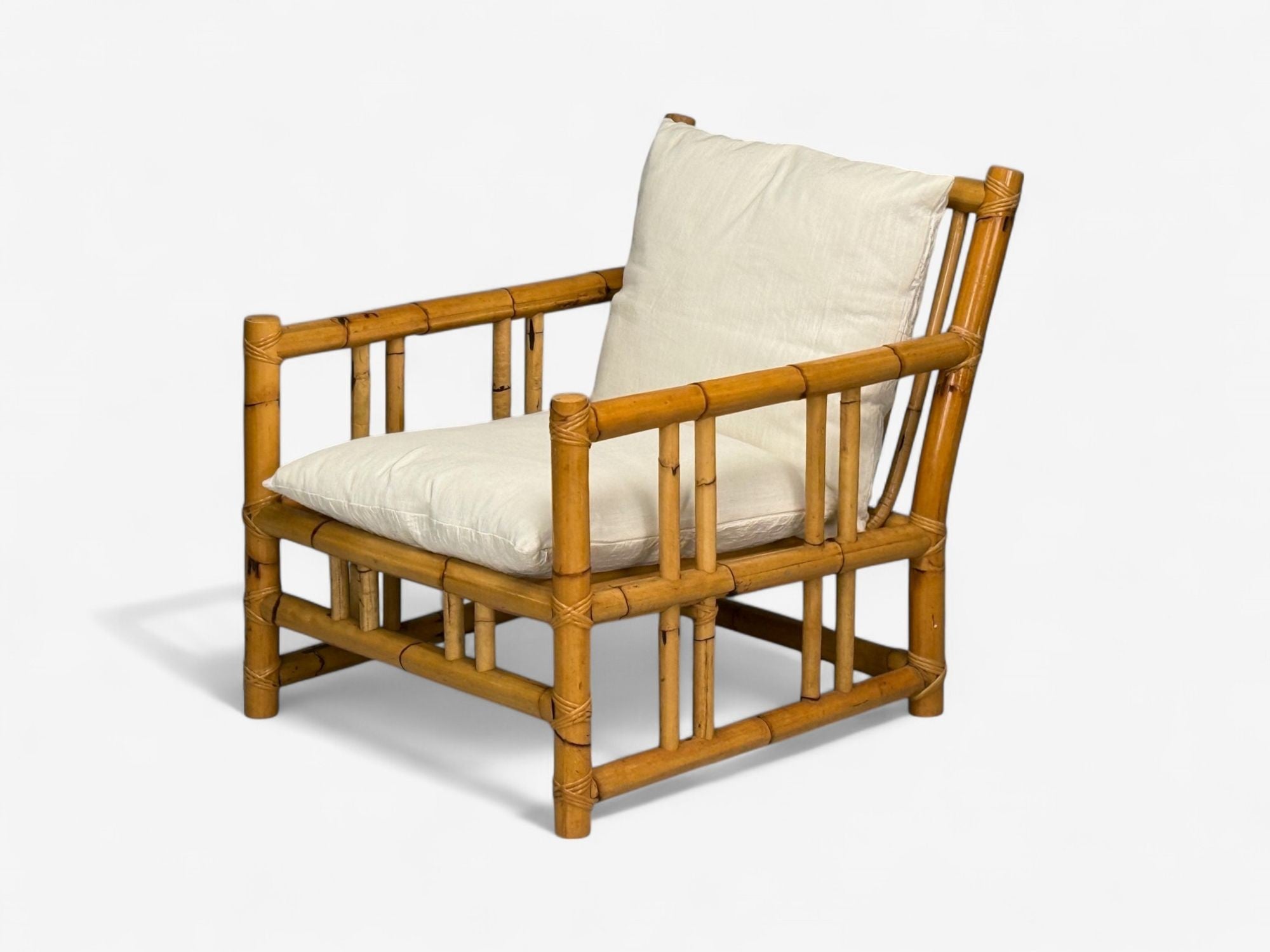Italian Modern, Indian Cane, Bamboo, Lounge Chairs, Italy, 1960s